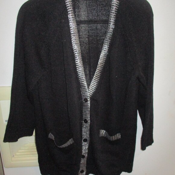 peace of cloth new nwt knit button cardigan black nyc xl cotton - Picture 4 of 6